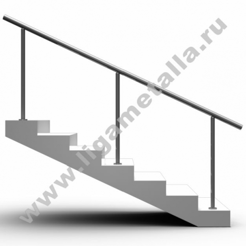Лестничное ограждение без наполнения со стойками через 2 ступени