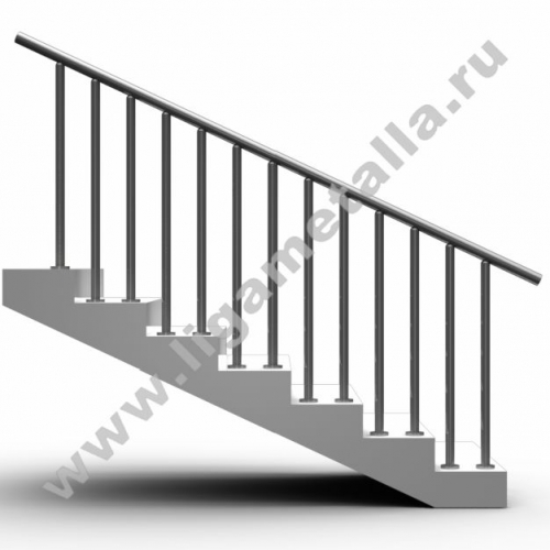 Лестничное ограждение без наполнения с 2 стойками на ступени