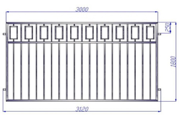 Забор металлический сварной: рама и наполнение из профиля серия ЗС-3